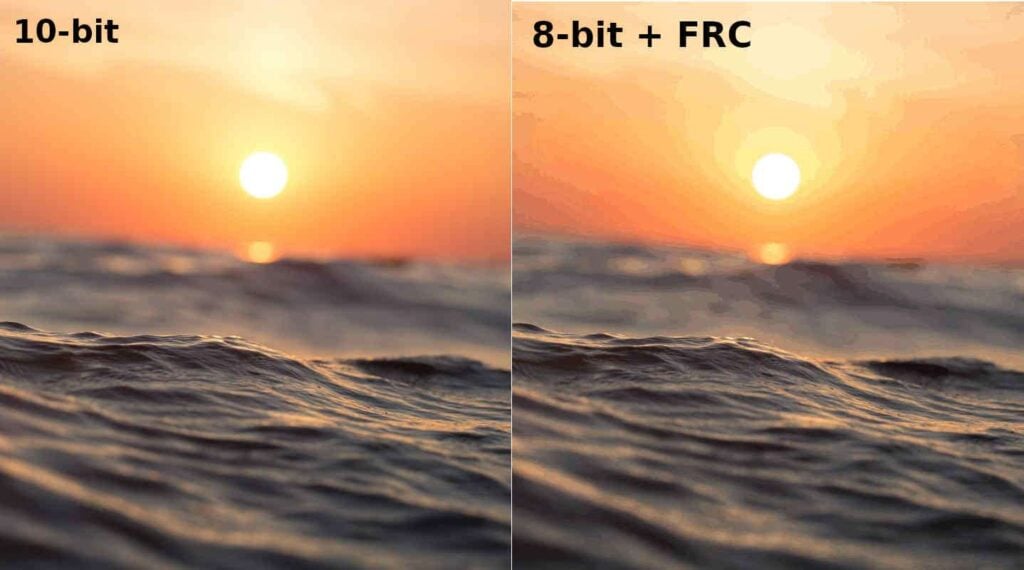 Сравнение 8-битного экрана с FRC и без