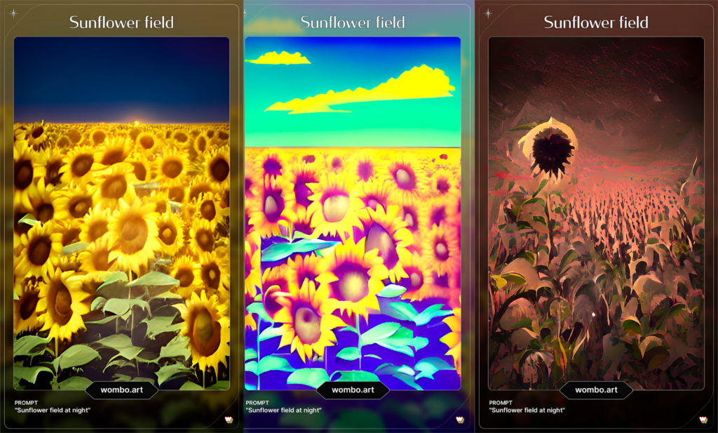 Арты по запросу  «Sunflower field at night» в Dream by WOMBO