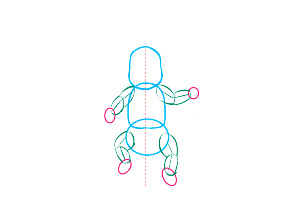 Рисование базовых форм в основе тела младенца
